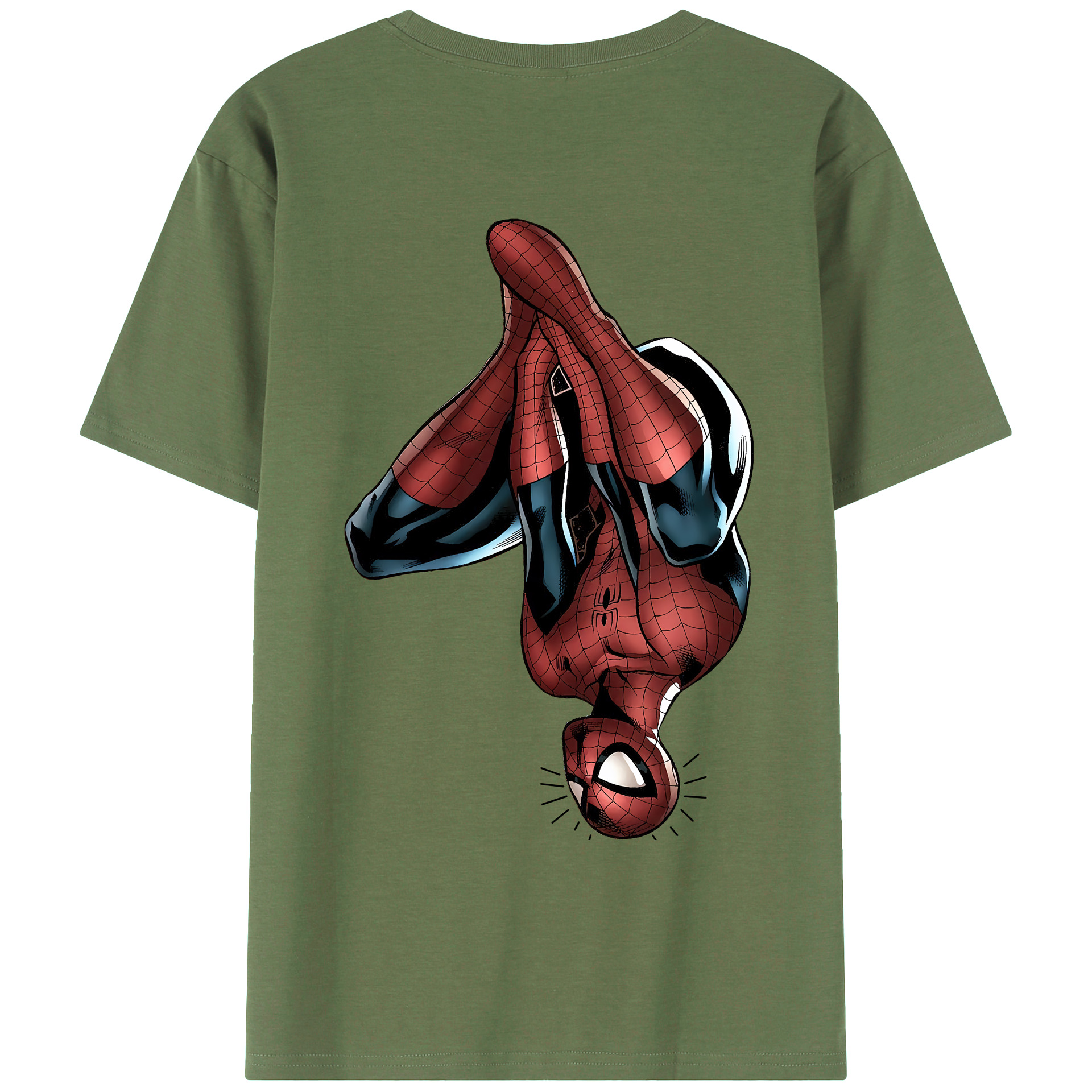 （画像用） Spider Man スパイダーマン 綿100％ メンズ半袖Tシャツ（バックプリント） 通気性